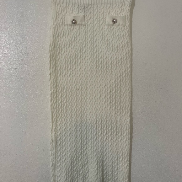 High Waist | Cream | Ribbed Maxi Pencil Skirt | Sz L  NWOT - Picture 2 of 9